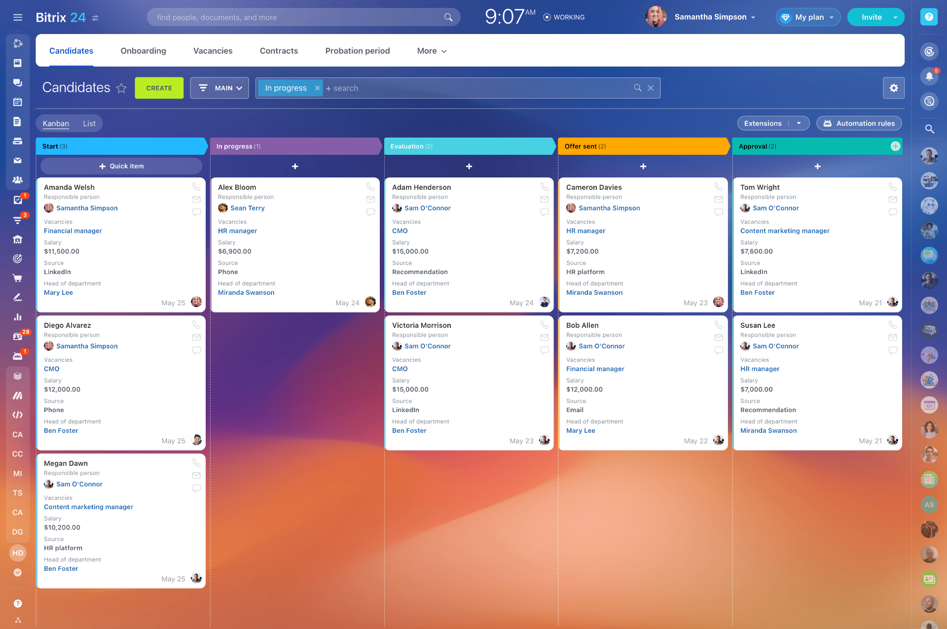 Workflows e automações ativas